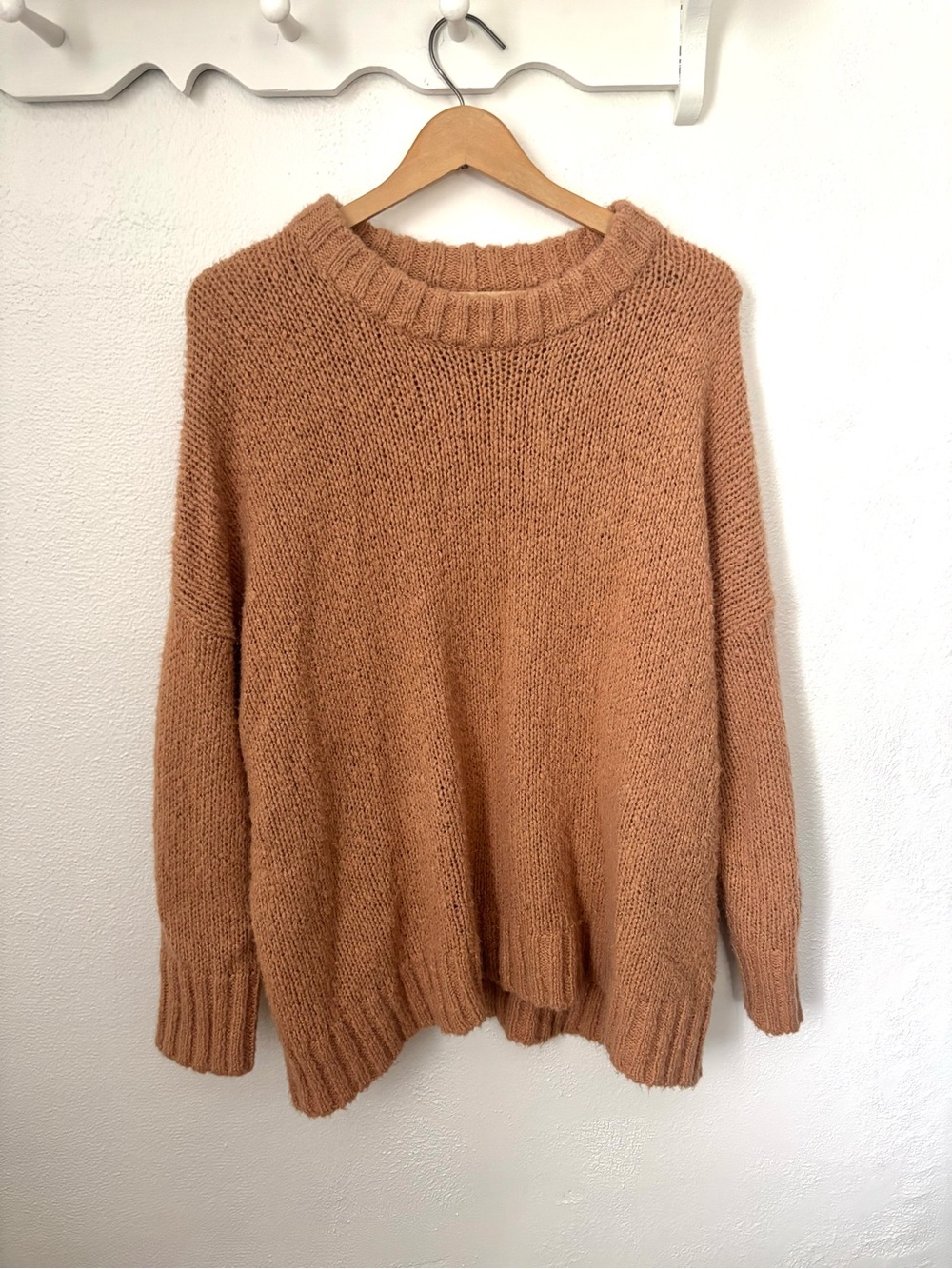 Aerie Wool Blend Chunky Knit Sweater Medium Orange Western Cozy Cowgirl Boho